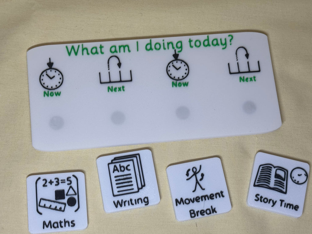 3D Printed Now and Next Visual Timetable Board with Magnetic Tiles | SEND Routine Board | Classroom and Home Visual Support