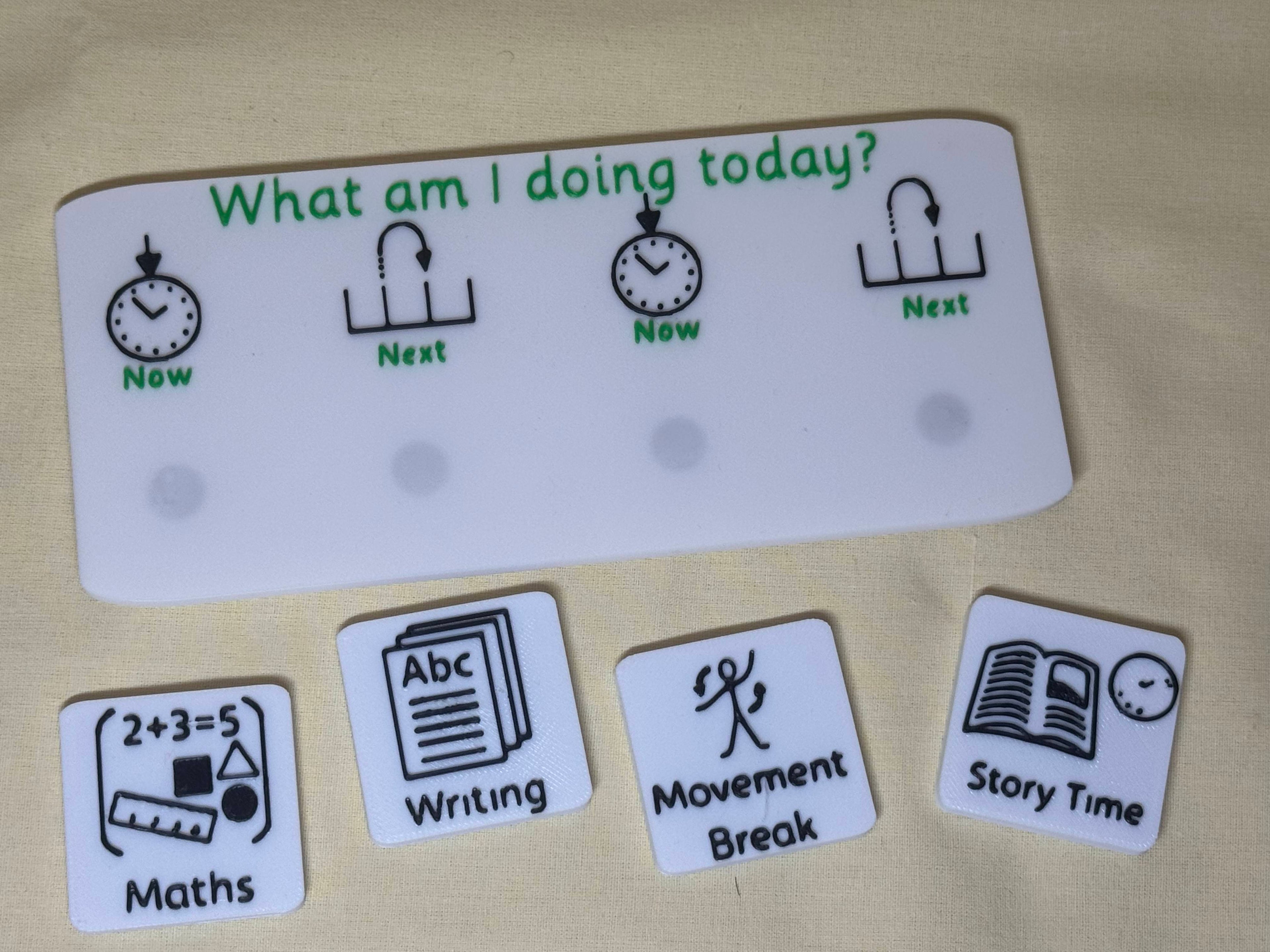 3D Printed Now and Next Visual Timetable Board with Magnetic Tiles | SEND Routine Board | Classroom and Home Visual Support