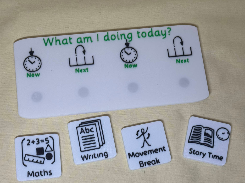 3D Printed Now and Next Visual Timetable Board with Magnetic Tiles | SEND Routine Board | Classroom and Home Visual Support