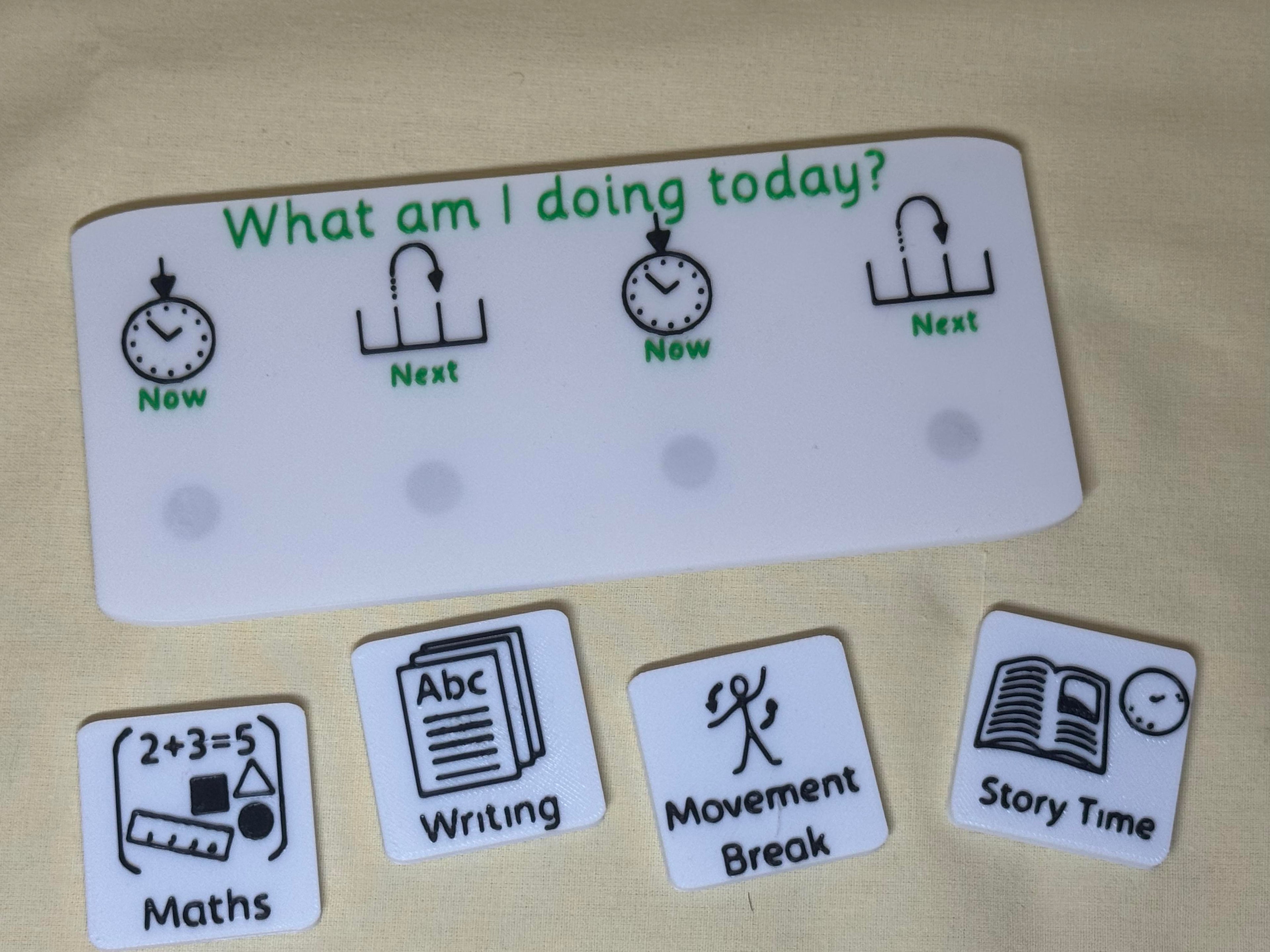 3D Printed Now and Next Visual Timetable Board with Magnetic Tiles | SEND Routine Board | Classroom and Home Visual Support