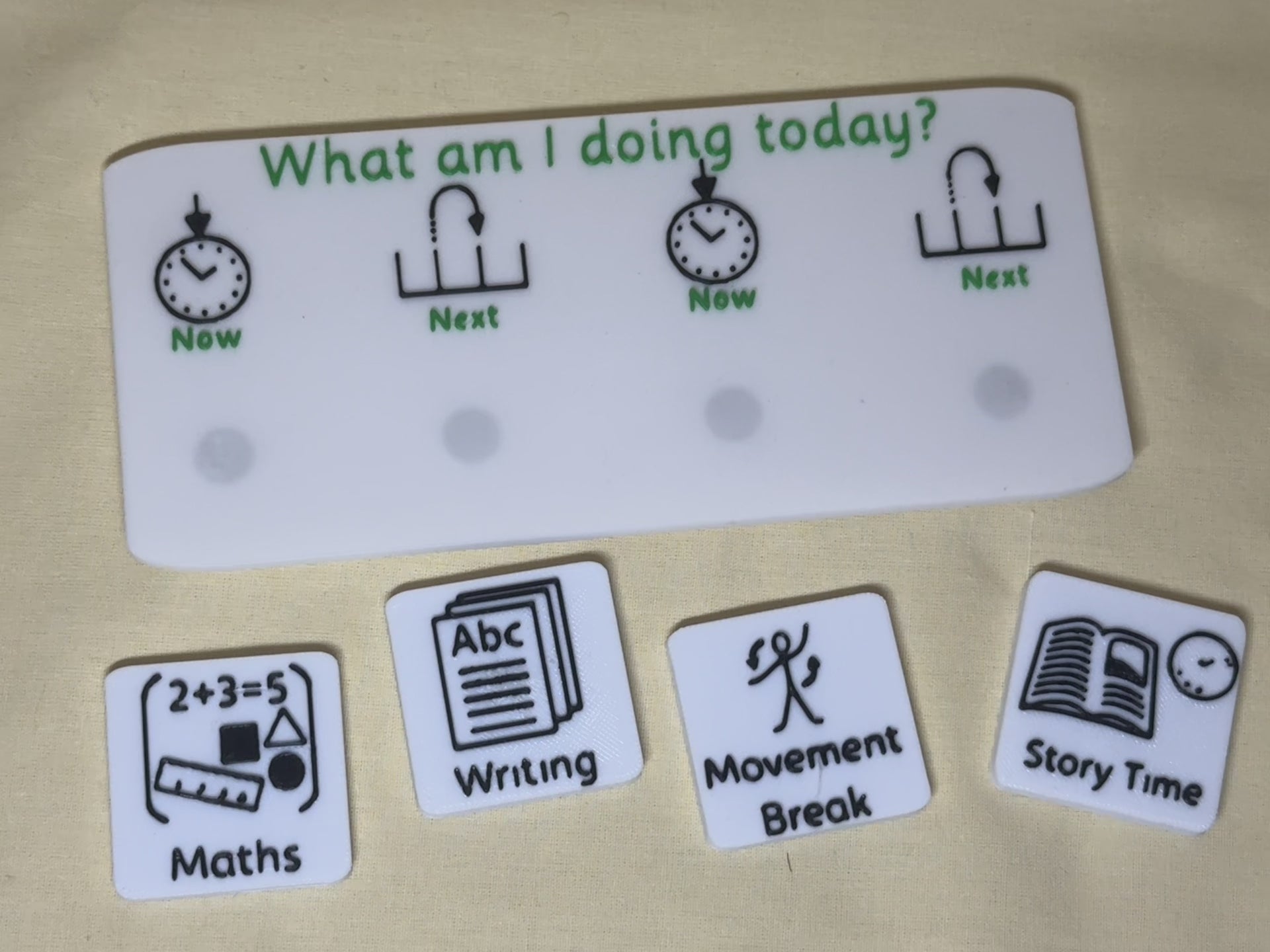 3D Printed Now and Next Visual Timetable Board with Magnetic Tiles | SEND Routine Board | Classroom and Home Visual Support