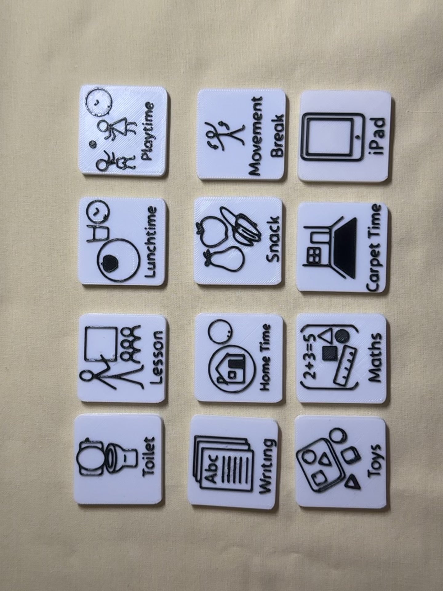 Magnetic Visual Timetable Tiles | 3D Printed Routine Cards for SEND, EYFS, Home and Classroom